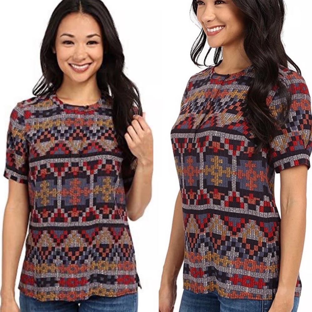 Pendleton Multicolor Geometric Button-Up Top - Si… - image 1